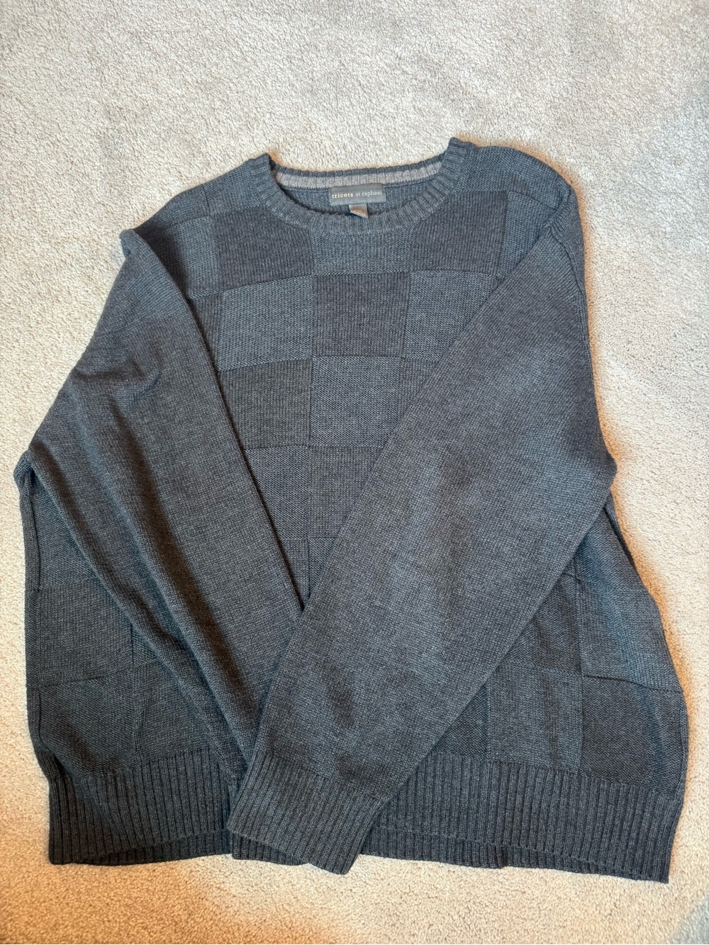 Charcoal Check Crewneck Sweater - Men